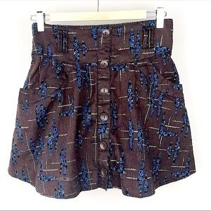 Free People High Waisted Skirt Brown and Blue size Large
